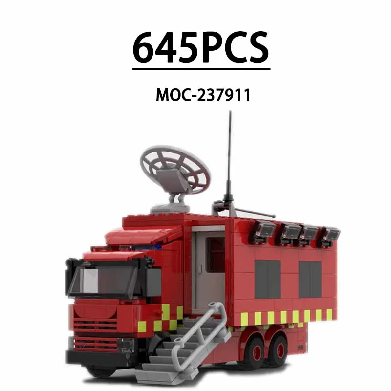 

MOC-237911 City Fire Mobile Command Vehicle Building Block Toy Set with 645 Pieces, Christmas Gift for Boys, Birthday Gift