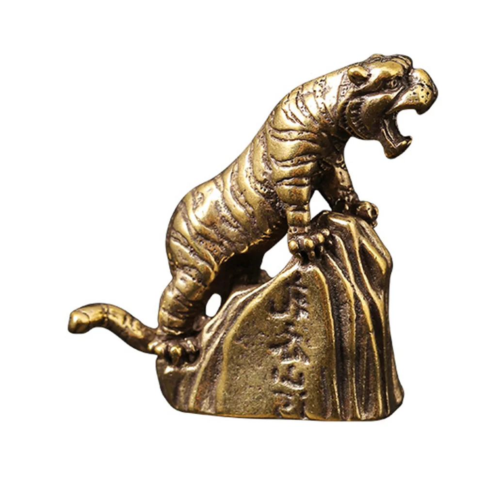 

Exquisite Brass Tiger Decor Small Tiger Adornment Creative Desktop Decor Stable Design Compact Size Home Office