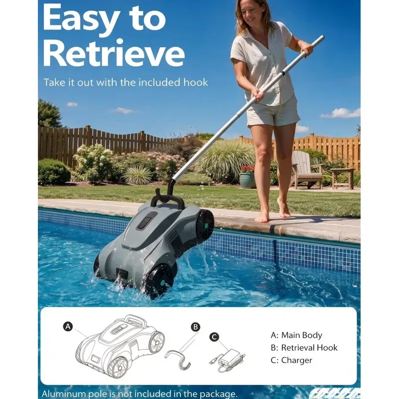 4 Wheels Rechargeable Cleaner for Above Ground Pools