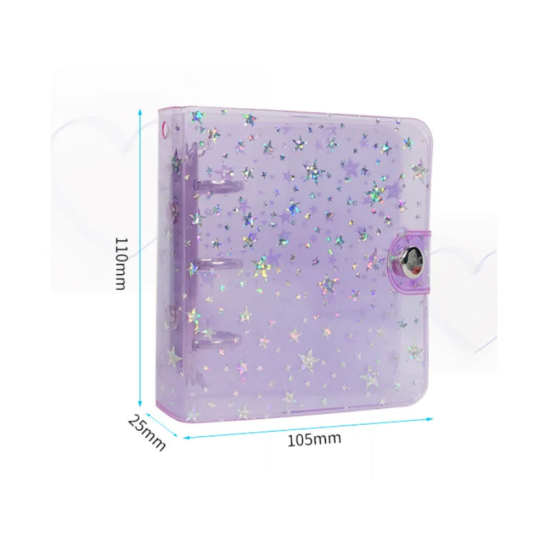 SKYSONIC 1-Inch 2-Inch 3-Inch Photo Album Cover Mini Binder Star Transparent Collect Book Korean Kpop 3 Holes Journals Pocket