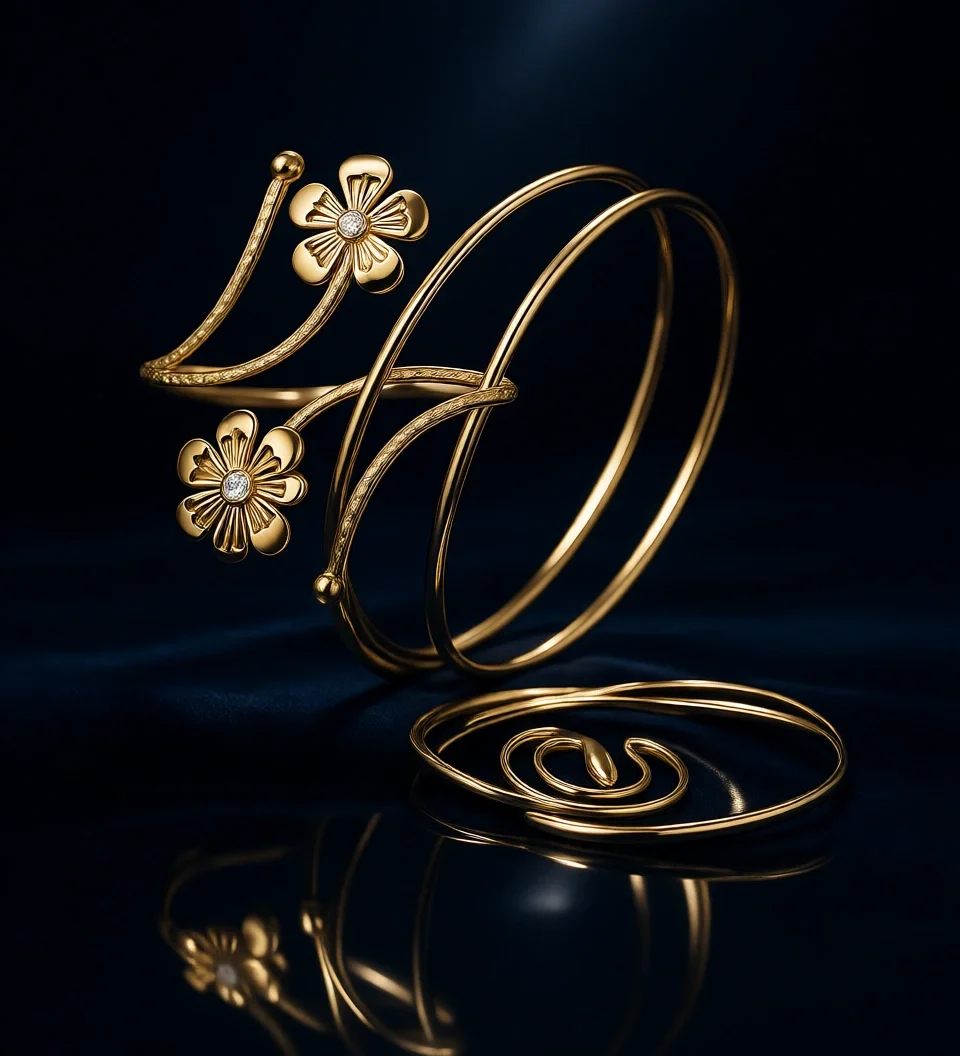 

Набор из четырех минималистичных регулируемых браслетов-манжет для верхней части руки для женщин