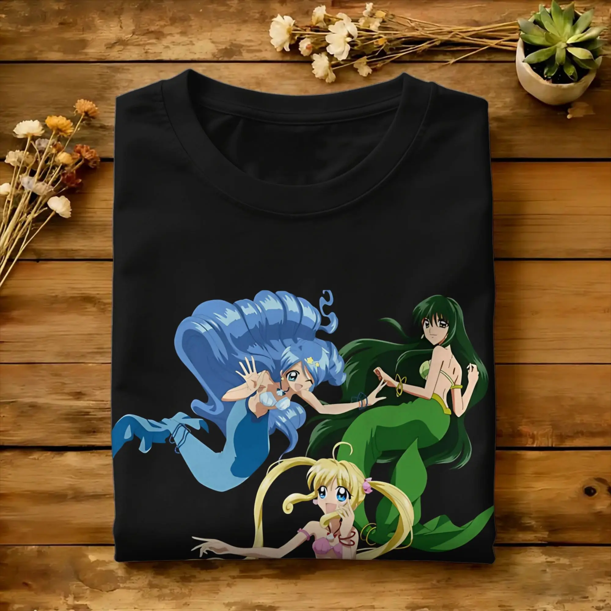 Herren-T-Shirts „Mermaid Melody, Pichi Pichi Pitch“ aus Baumwolle, Sommer-Y2K-Spaß, kurzärmeliges T-Shirt mit O-Ausschnitt, trendiges, cooles T-Shirt – Detail 6