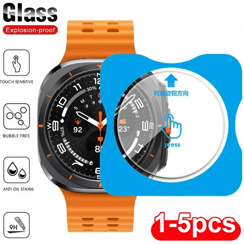 HEISSER VERKAUF 1-5 Stück Gehärtetes Glas für Samsung Galaxy Watch 8 7 40mm 44mm / Ultra 47mm/8 Classic 46mm Displayschutzfolie Einfach zu Installieren