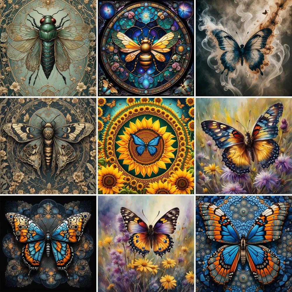 Butterfly Flowers Printed 11CT Cross-Stitch Embroidery Kit DMC Threads Sewing Needlework Handiwork Craft Package Sales Jewelry