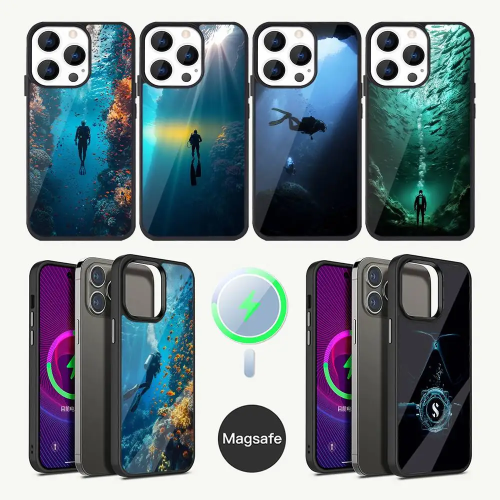 

Scuba Diving Phone Case For iPhone 17,16,15,14,13,12,11,Plus,Pro,Max Mini Magsafe Magnetic Wireless Charging