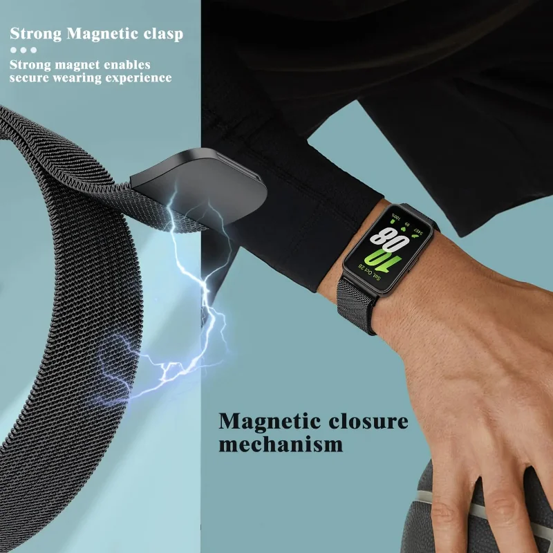 Milanese Loop Strap+Case For Samsung Galaxy Fit 3 SmartWatch Magnetic Wristband For Samsung Galaxy Fit 3 Screen Protector Cover