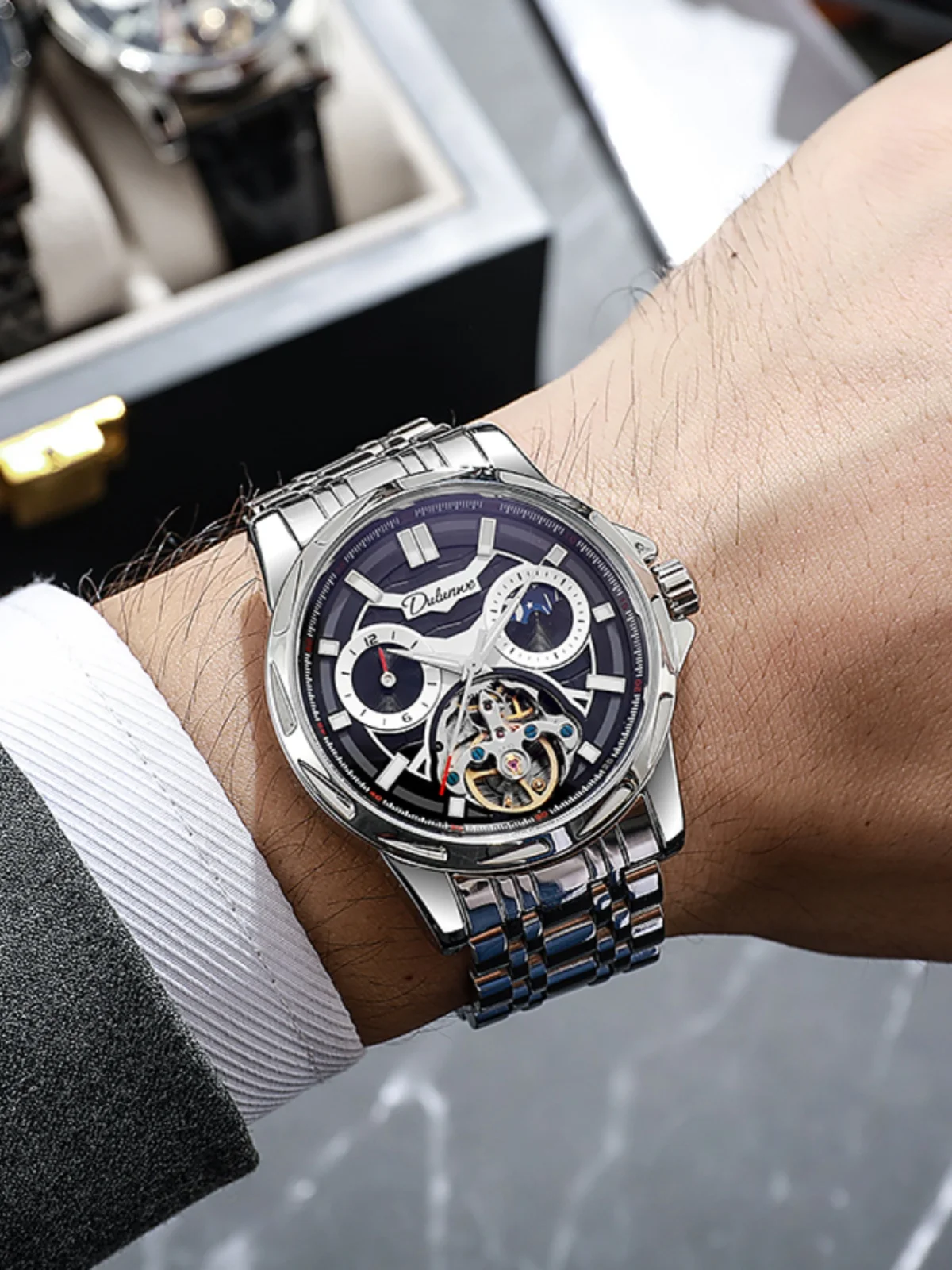 

2025 New Style Automatic Mechanical Men's Watch with Luminous Design and Skeleton Design - Luxury Men's Wristwatch