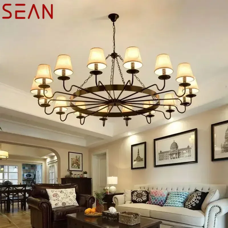 SEAN American Retro Pendent Lamp Industrial Wind Living Room Restaurant Homestay Loft Clothing Store Cafe Bar Box Chandelier