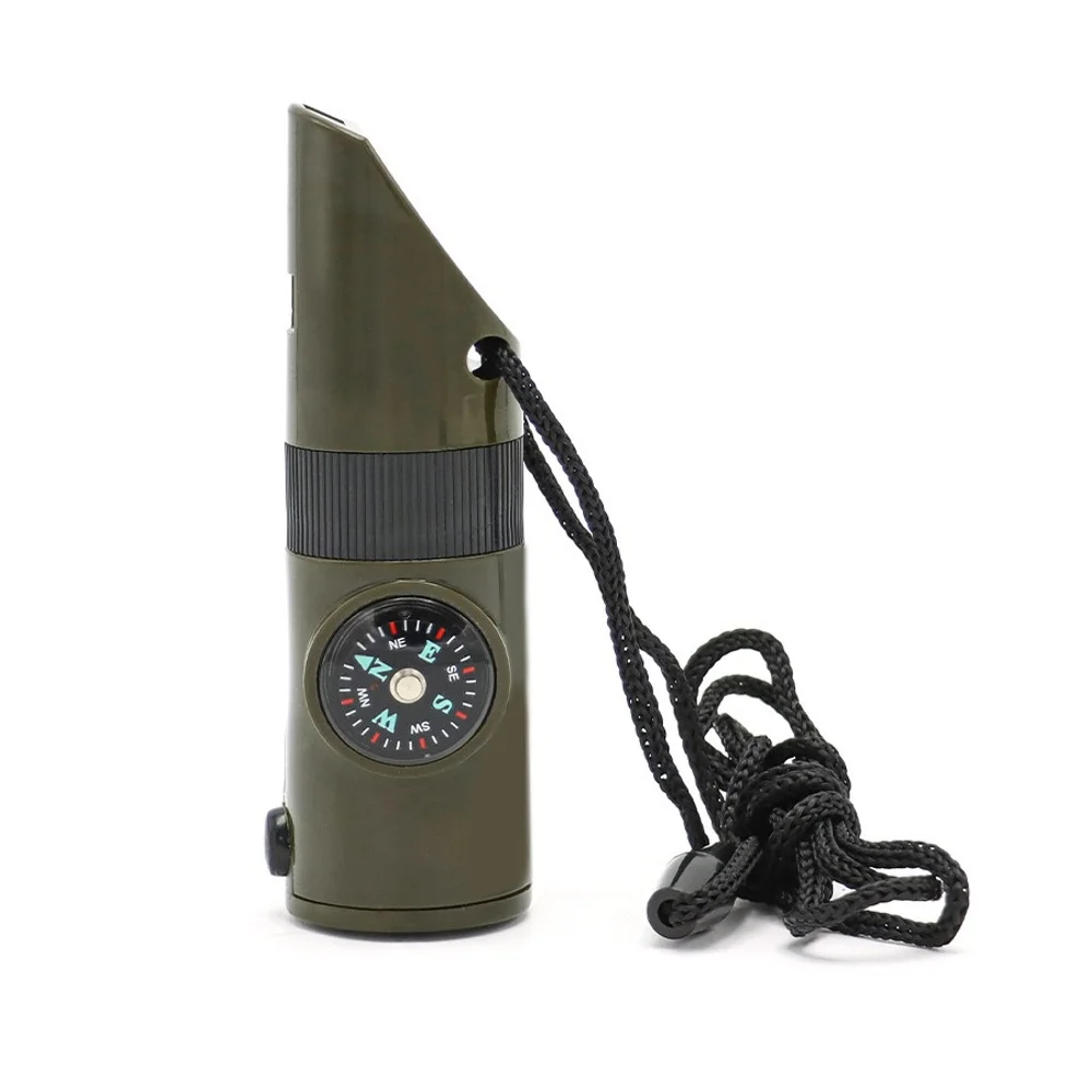 Многофункциональный свисток для кемпинга на открытом воздухе «Семь в одном», свисток для выживания, спасательный свисток с фонариком, термометром, компасом