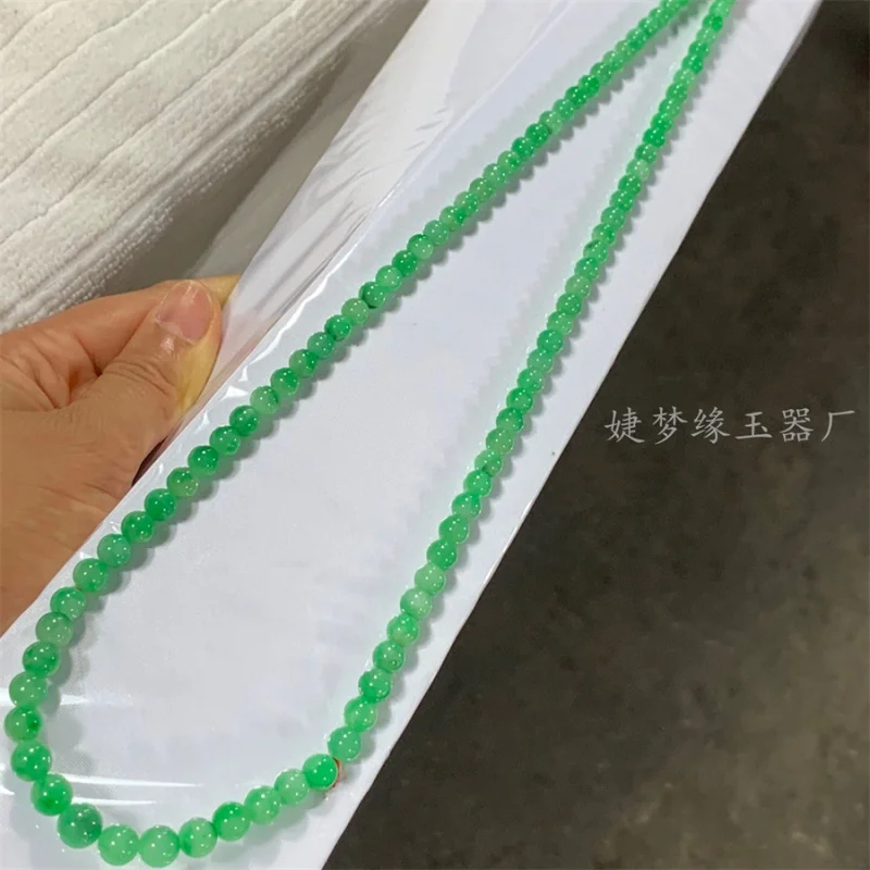 

Thing One Picture Natural Myanmar a-Level Yang Green Graduated Strand Necklace Jade round Beads Sweater Chain