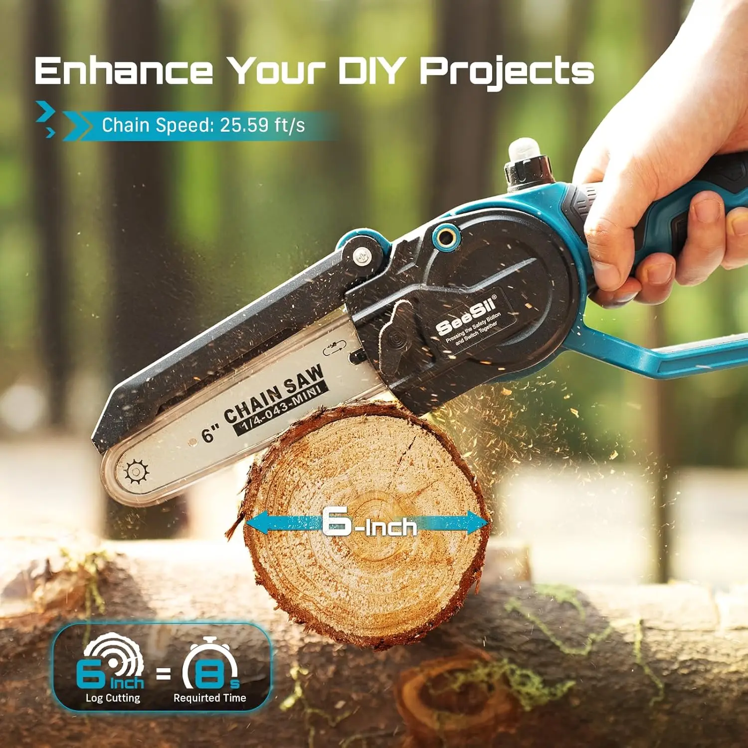 Seesii فرش 6 "منشار كهربائي و33 مللي متر مقصات التقليم اللاسلكي كومبو لقطع الخشب/فرع التشذيب أدوات البستنة لماكيتا #5