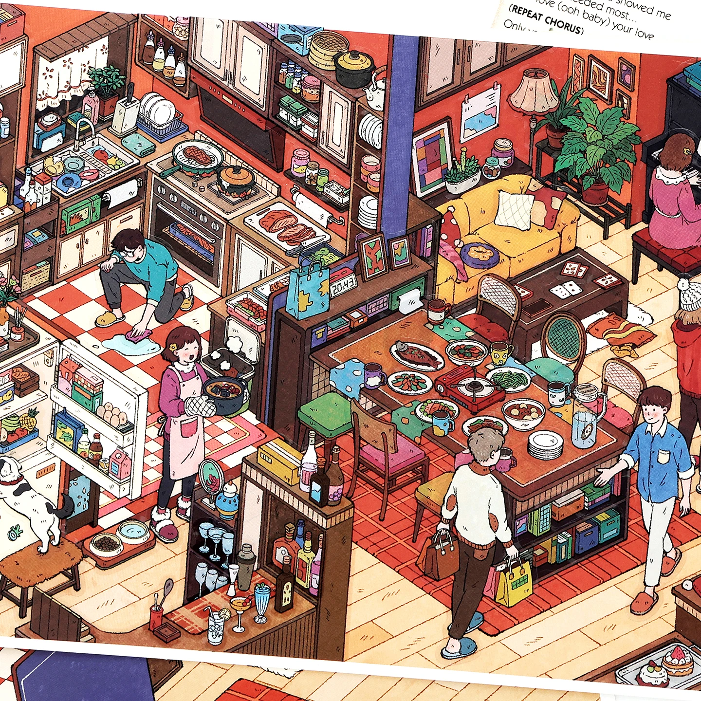Kawaii Stay-at-Home Diary 3D family gathering Landscape Sticker  DIY Pocket Cabin Scene festival gift image 2