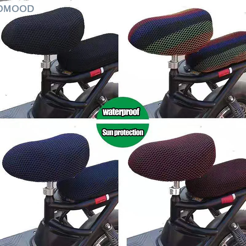 1 Set Electric Bike Seat Cover Summer Breathable Covers Cushion Net Cover Motorcycle 3D Mesh Fabric Anti-skid Pad Scooter Seat