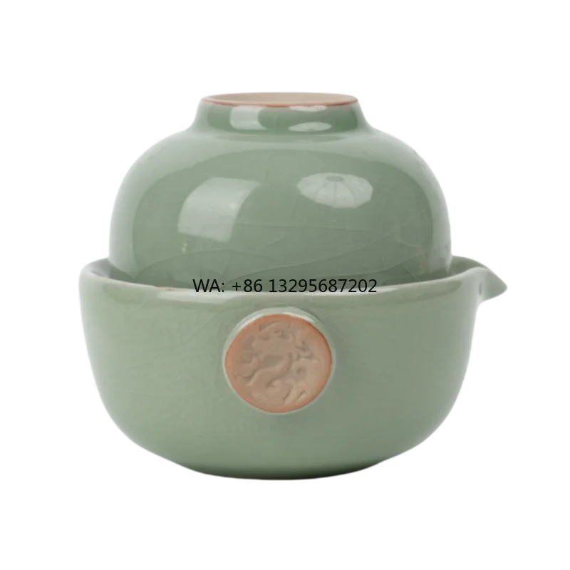 

Горячий керамический чайник Ru Kiln для кунг-фу, зеленый фарфор с фильтром для китайского чая, премиальный кофейный и чайный сервиз