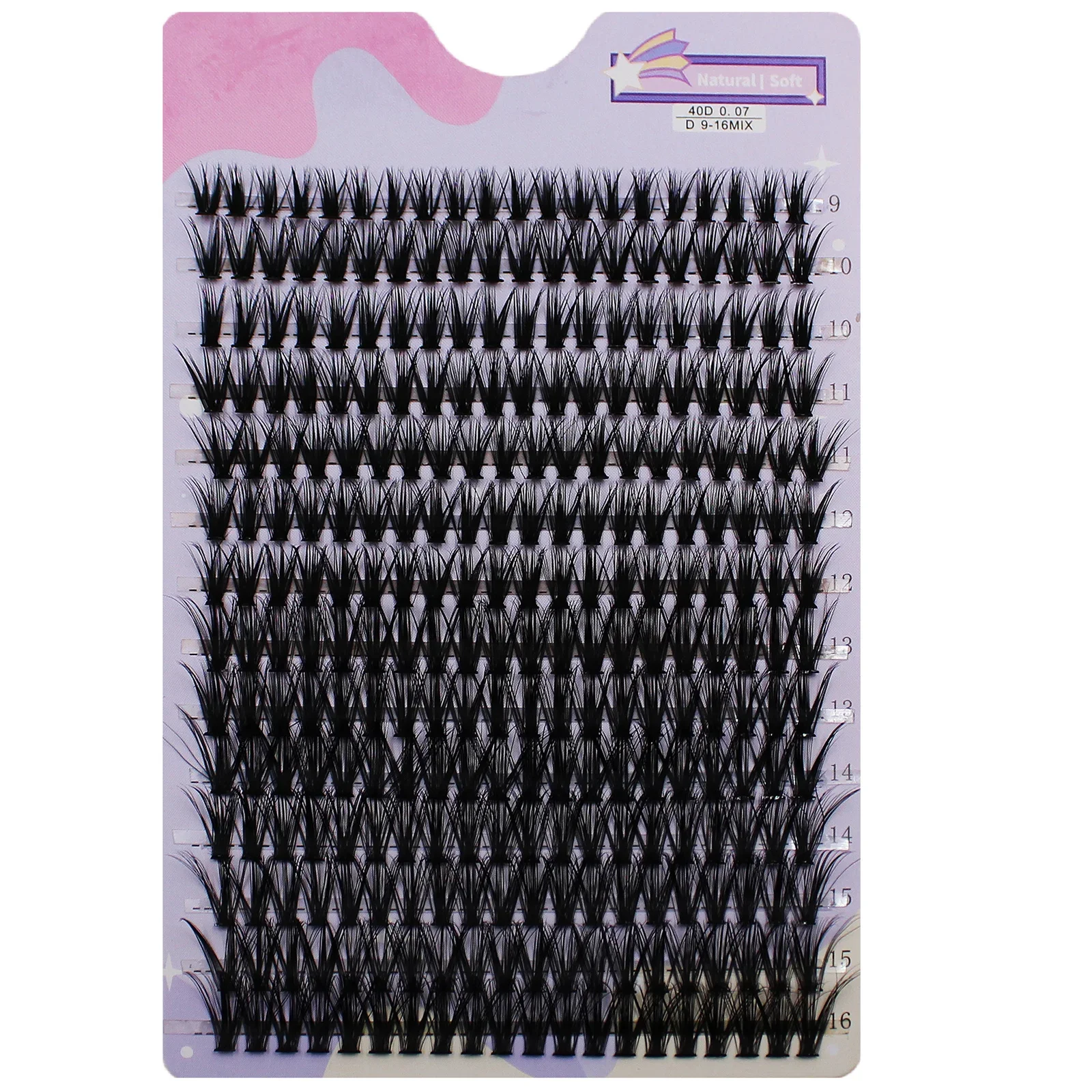 14 Rows 280 Clusters 40D Mix 9-16mm Cluster Lashes Extension Natural Thick Fake Eyelash 3D Strip Individual Lashes