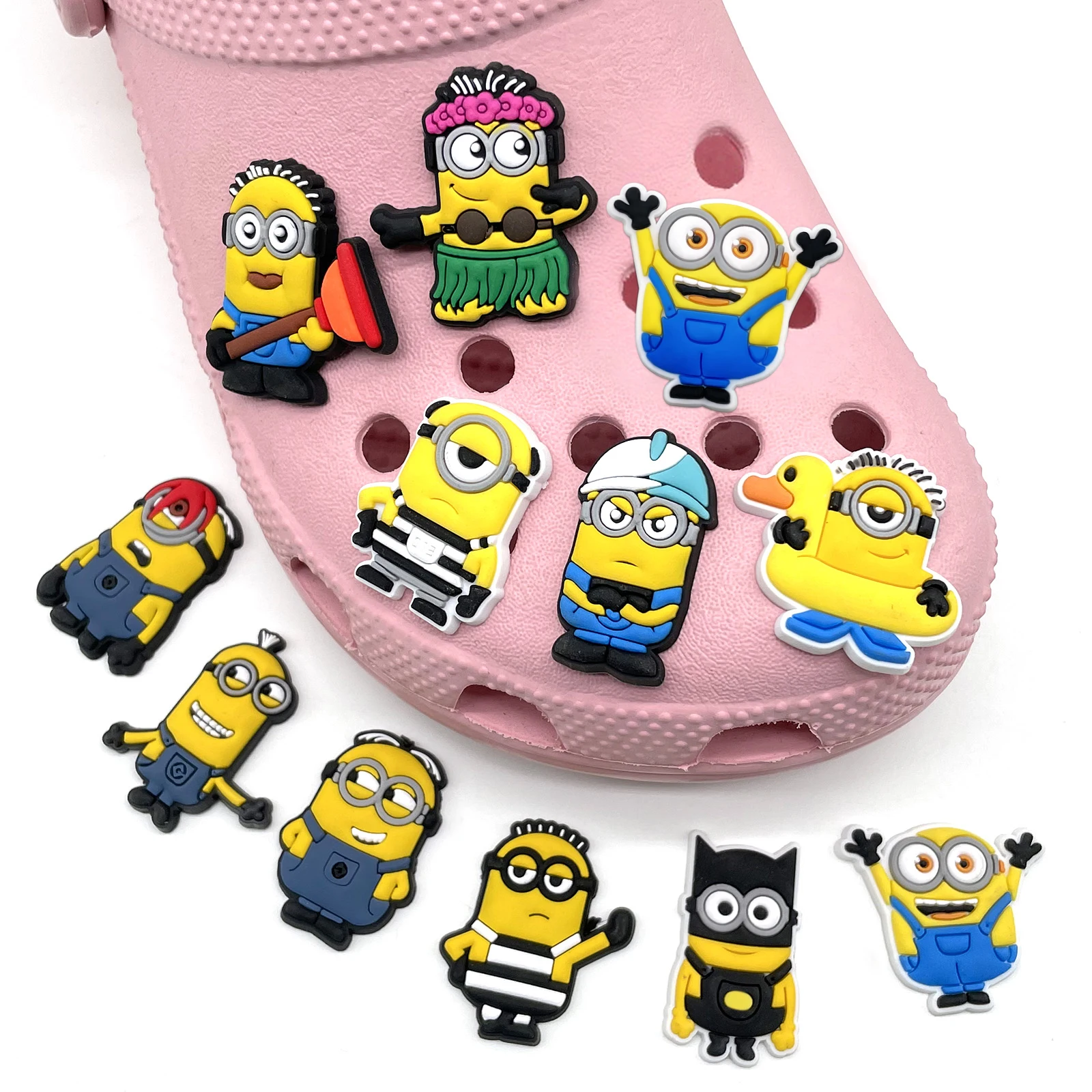 Hot 1PCS Yellow Cartoon Anime Characters image DlY Shoe Charms Funny Accessories Sandals Clogs pin Decorate Kids Boys X-mas Gift image 3