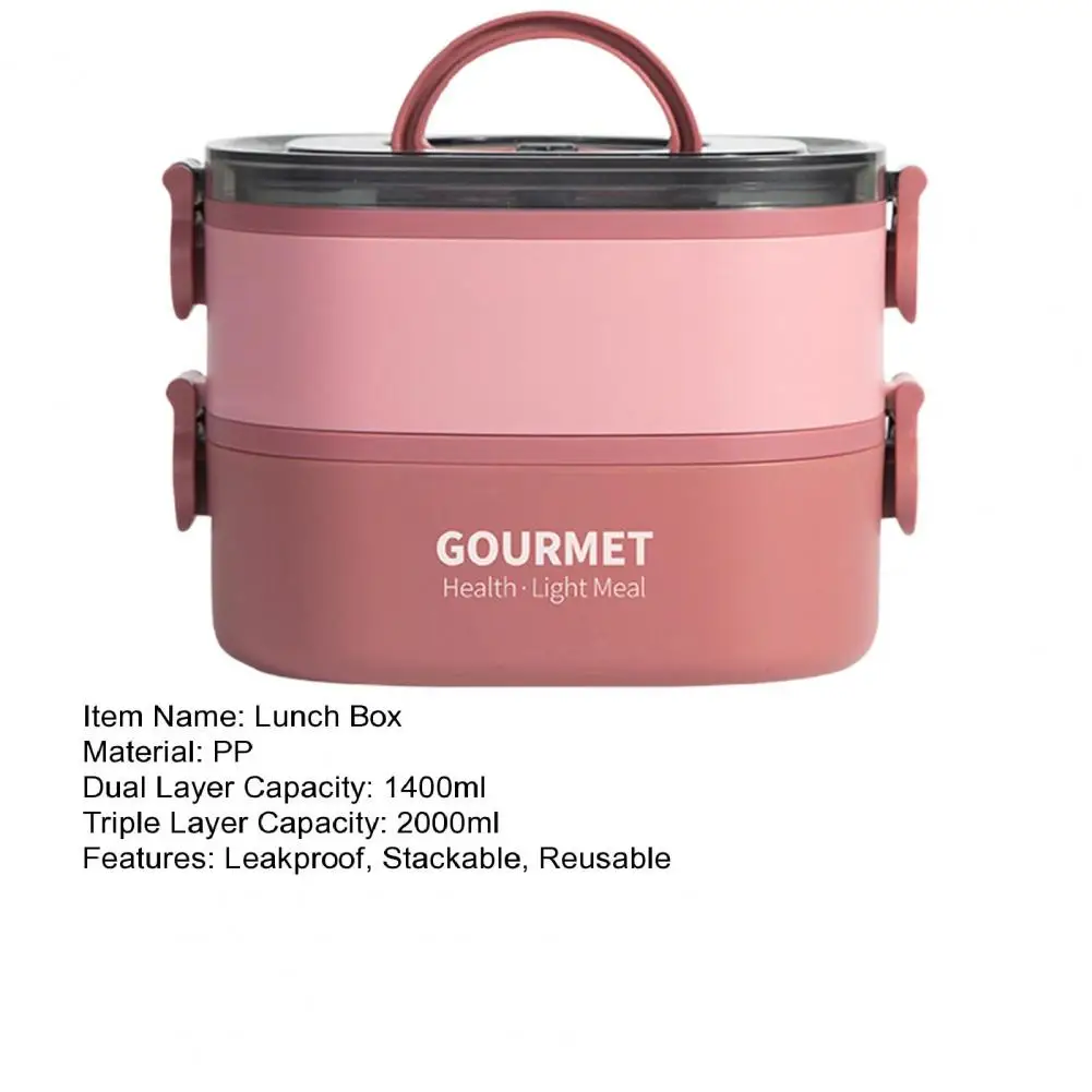 Leak-proof Lunch Box 1400ml/2000ml Leakproof Bento Lunch Box with Spork Stackable Reusable Lunch Container for Kids Adults