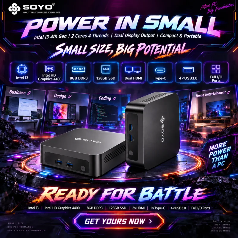 SOYO Y5 Mini PC Intel i3 8GB 128GB