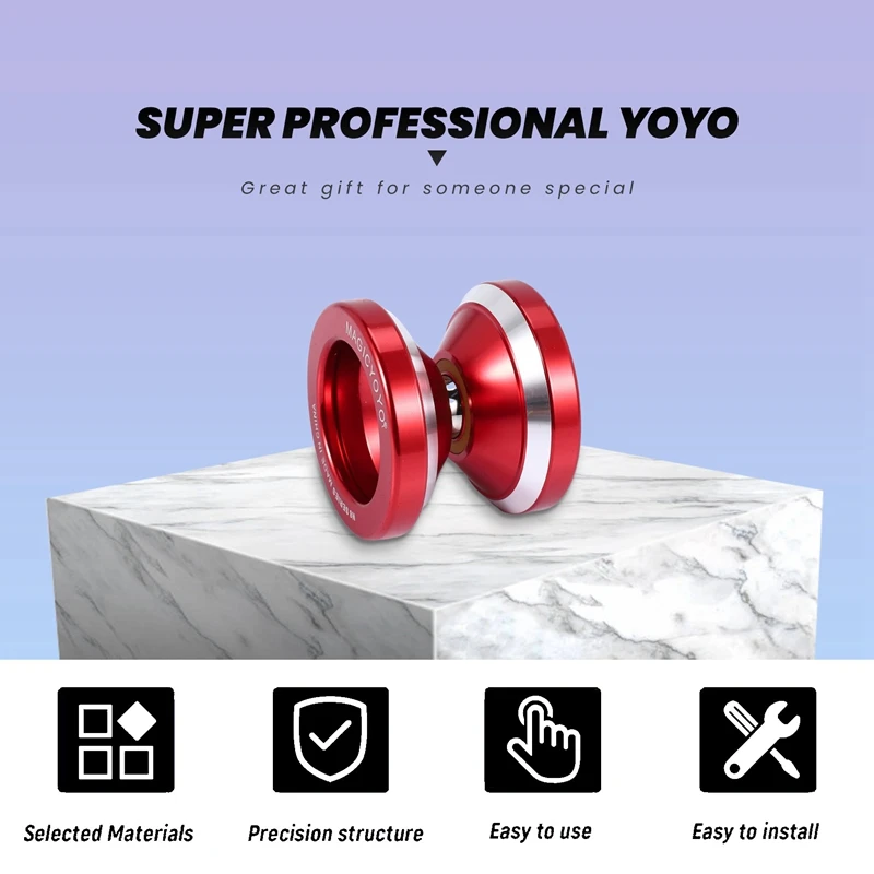 MAGICYOYO N8 Super Professional YoYo + String + Free Bag +Free Glove (Red)
