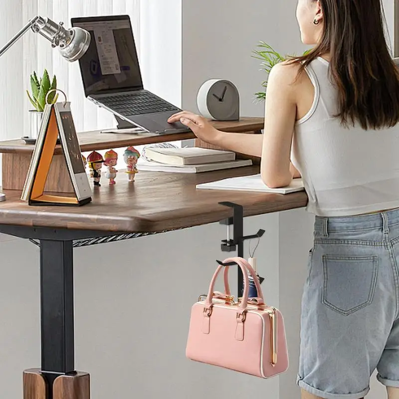 

Stand Up Desk Hook Desk Hook Clamp-On Purse Table Hook No Drilling Clamp-On Under Desk Headphone Hanger For Classroom Desktop