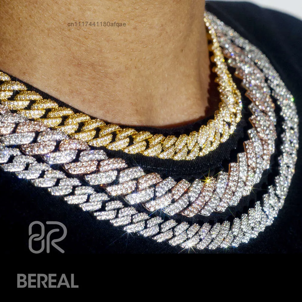 Selling 9mm Real Gold Vvs Moissanite Cuban Chain Necklace Iced Out Round Brilliant Cut Diamond Bracelet Fine Jewelry.
