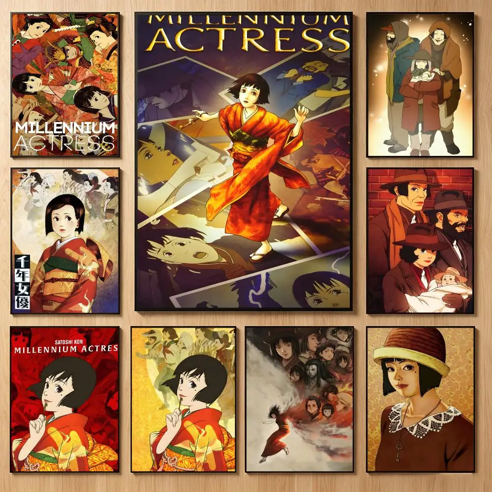Sentimental Anime M-Millennium Actress Poster Classic Self-Adhesive PP Wall Sticker for Living Room Bar Decor Gift