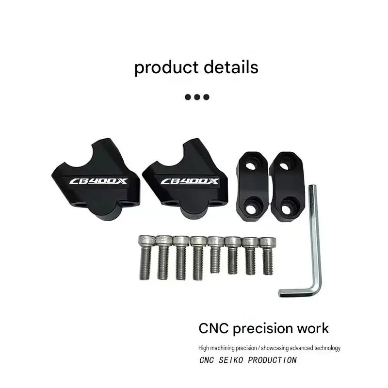 For CB 400X Black Silver Dual Color Handlebar Heighten Clamp Reduce Wrist Strain Optimize Long Distance Riding Posture