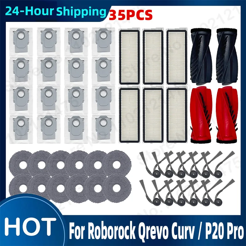 

For Roborock Qrevo Curv P20 Pro Robot Vacuum Cleaner Main Side Brush Hepa Filter Mop Cloth Dust Bag Accessories Replacement Part