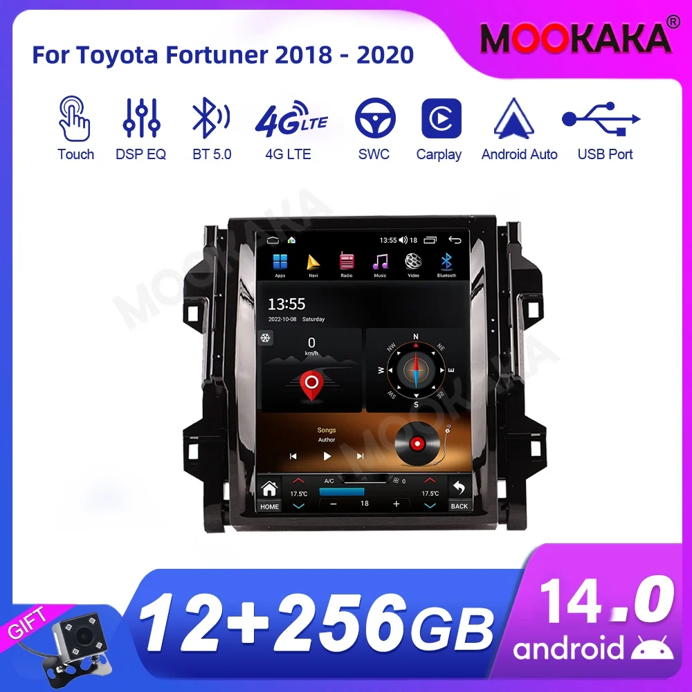 For Toyota Fortuner 2018 - 2020 Car Radio Multimedia Player Wireless Carplay Android Auto Autoradio Stereo GPS Navi Head Unit