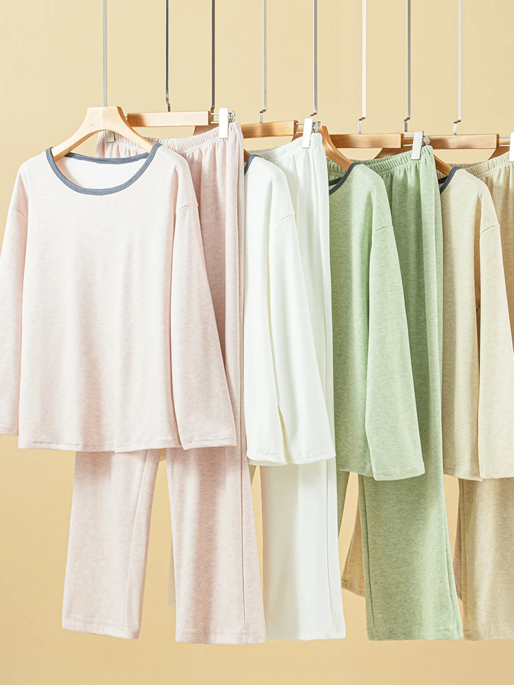 طقم ملابس منزلية دافئة أنيقة للنساء شتوي مبطن Fce فضفاض طويل Sve Spwear مقاس كبير طقم مكون من قطعتين غير رسمي #1