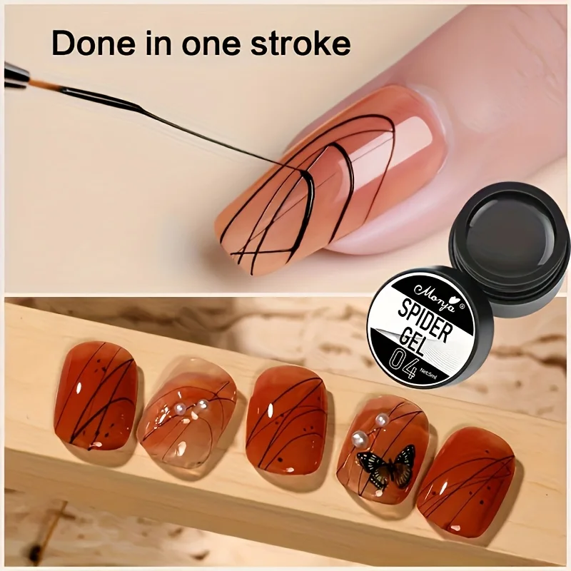 Nail Art Drawing Gel, Elastic Drawing Nail Polish Gel, Carving and Painting Line Drawing Gel, Black and White