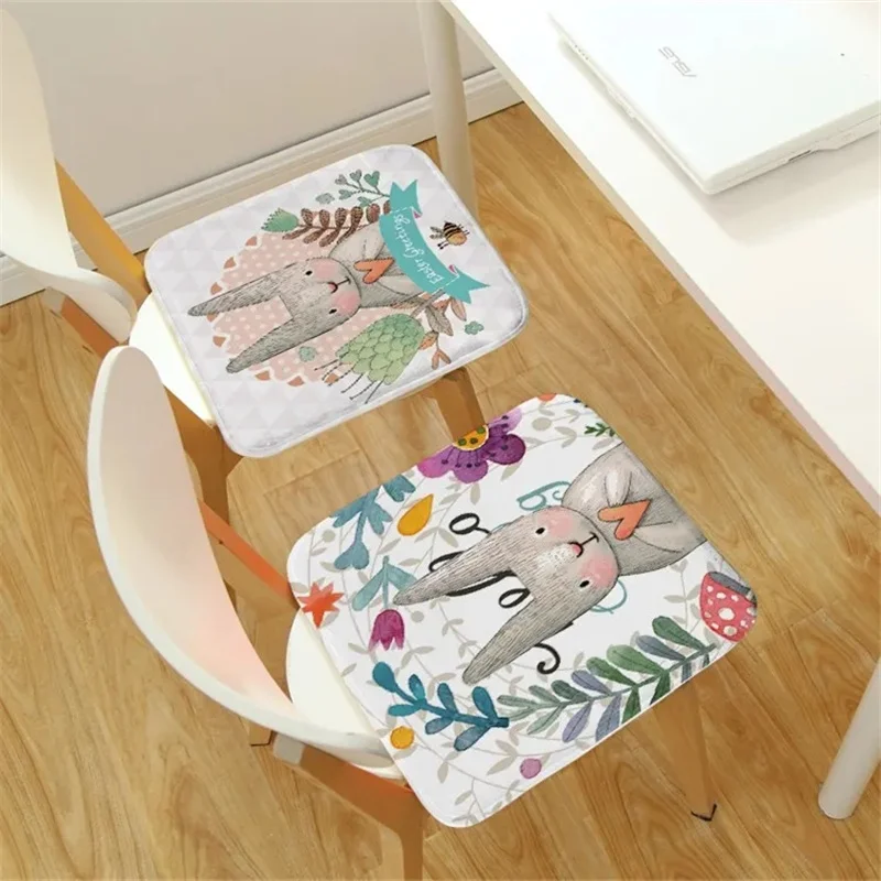 Cartoon Square Home Cushion Four Seasons Universal Living Room Dining Chair Anti-slip Mat Cute Rabbit Print Decor Stool Cushion