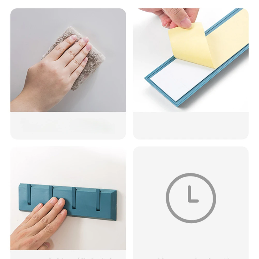 

Plastic Hook Rail 4 Foldable Hooks No Drilling Large Capacity Bathroom Kitchen Tidy ABS Material Non Slip Self Adhesive Wall