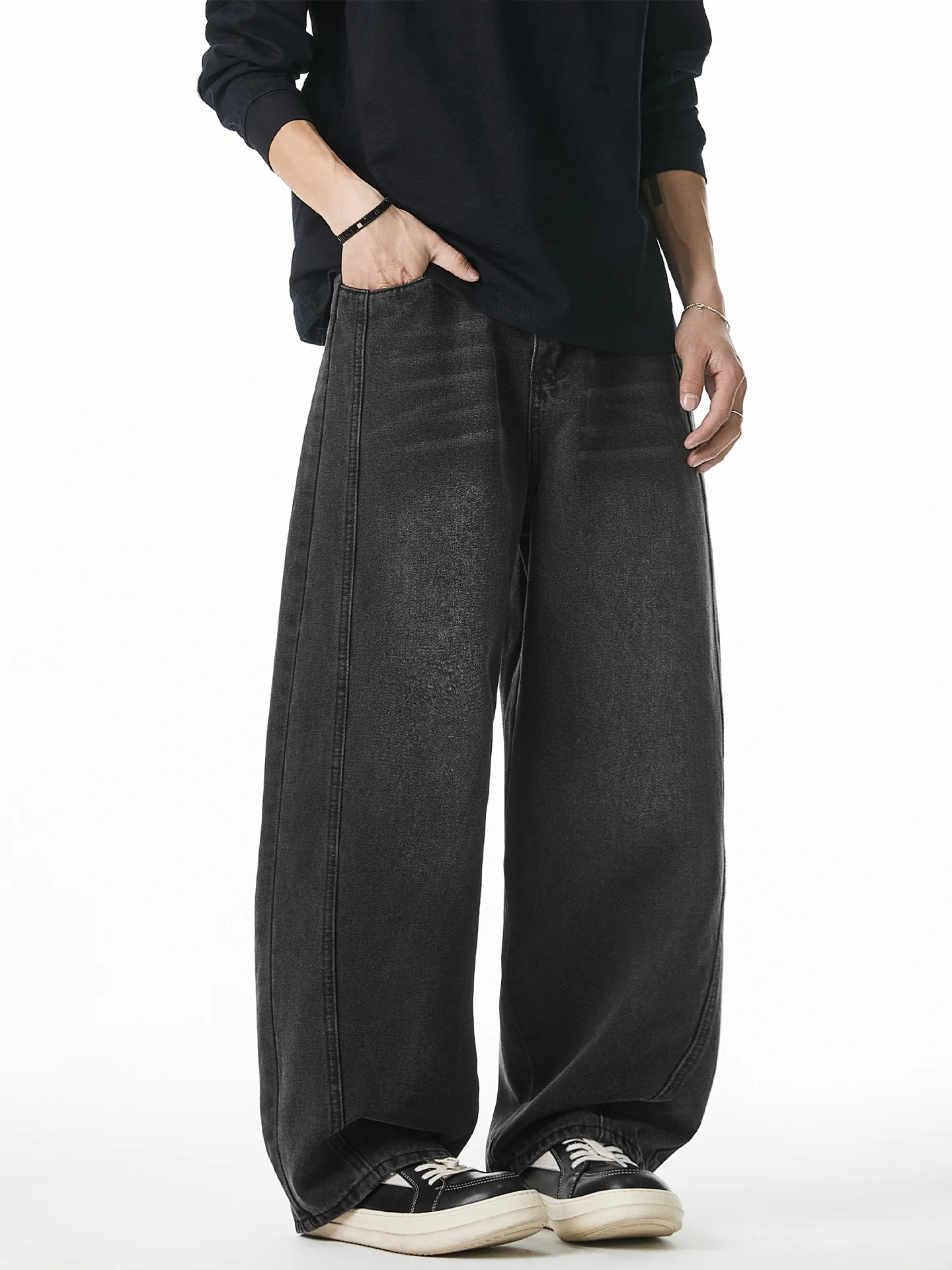 

American Retro Knife Jeans Men's Summer Thin Trendy High Waist Wide Leg Loose Fit Denim Pants Youthful Wear Resistant