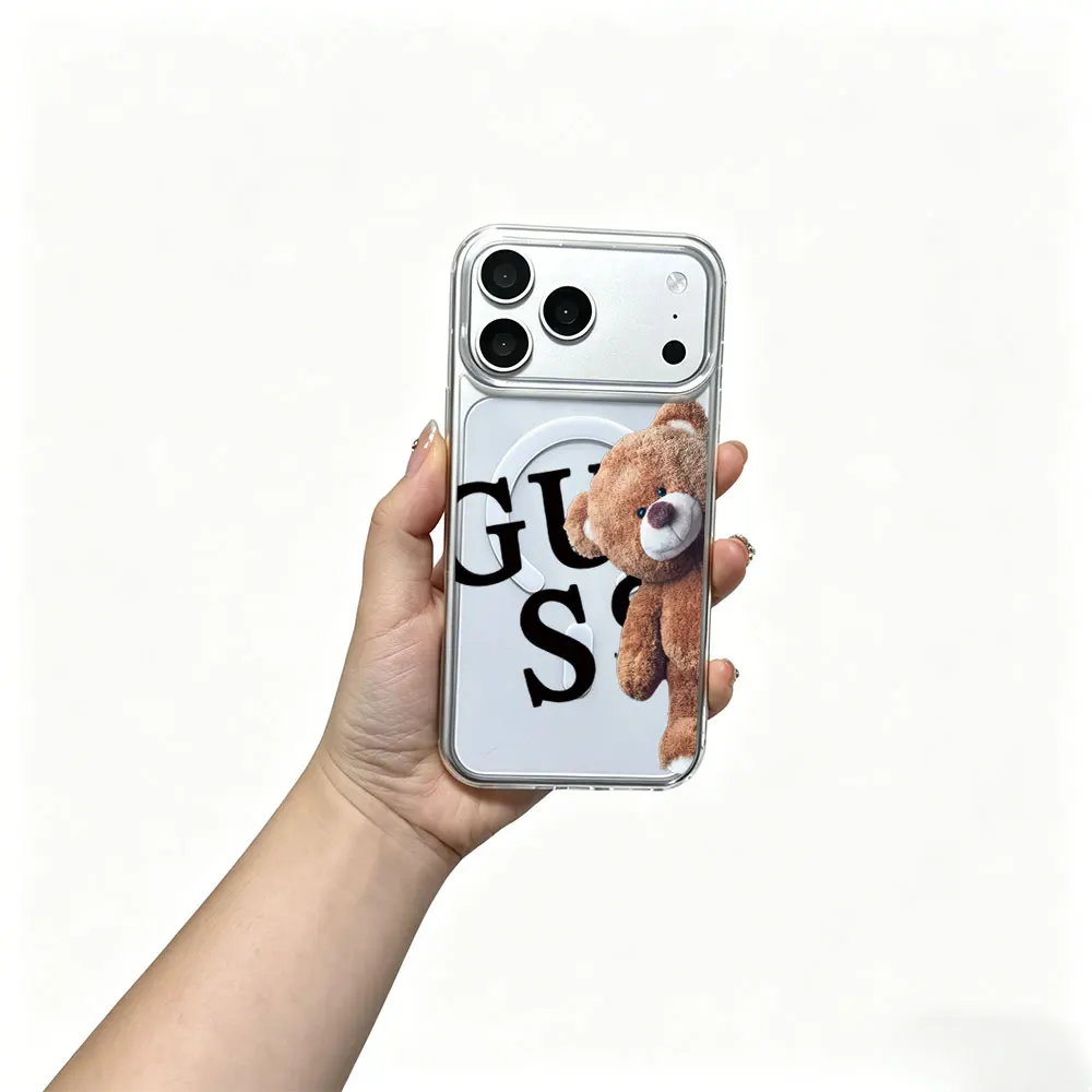 Brown Cartoon Teddy Bear Pattern Phone Case For iPhone 17 16 15 14 13 12 11 Pro Xs Max Plus Air Mini XR X 17e 16e Magsafe Cover view 3