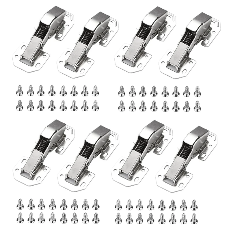 8 Pack Full Overlay Soft Close Hinges 4 Inch Adjustable Clip On European Kitchen Cabinet Door Hinges With 64 Screws