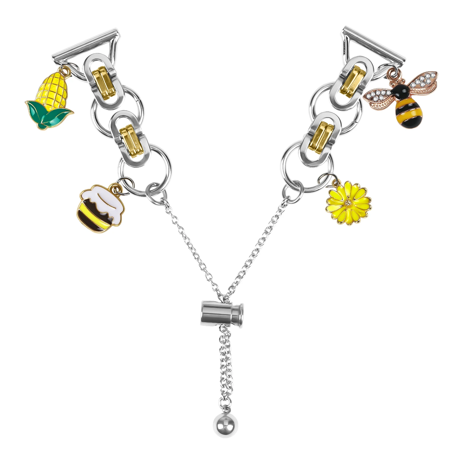 

For Huami Amazfit Bip U Electroplated Metal Alloy Band Single Loop Chain Bracelet Strap - Silver / Gold