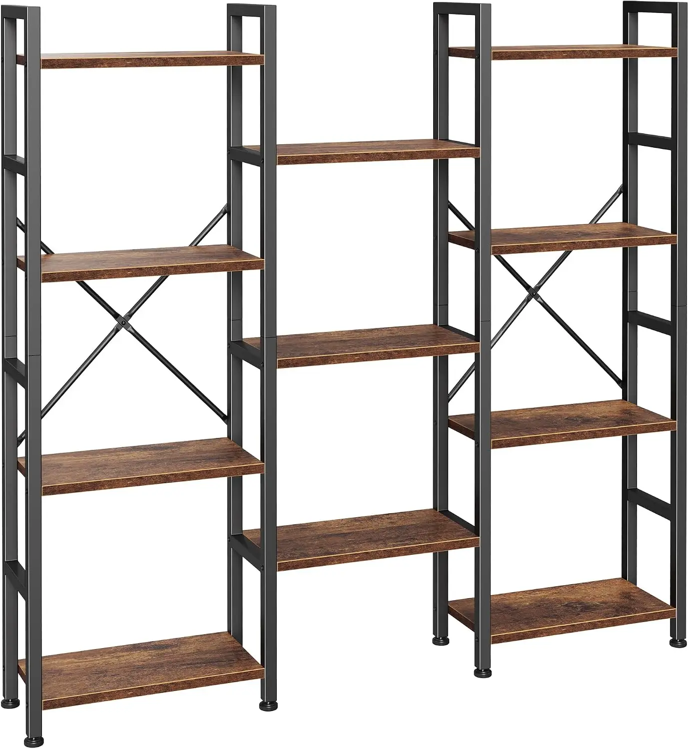 Huuger 4 Tier Bookshelf, 55'' Tall Bookcase, 11 Open Shelves, Rustic Brown