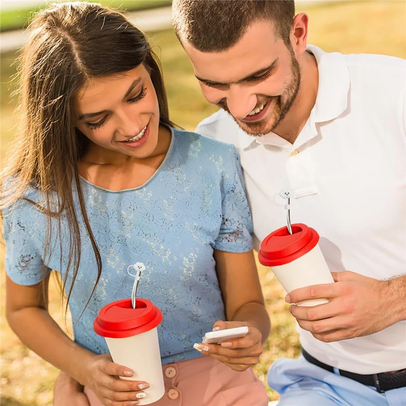 

AB15-8Pcs Cute Doll Straw Tip Cover Cap Cup Dust-Proof Straw Cap Reusable Silicone Straw Protectors For 0.4 Inch Straws