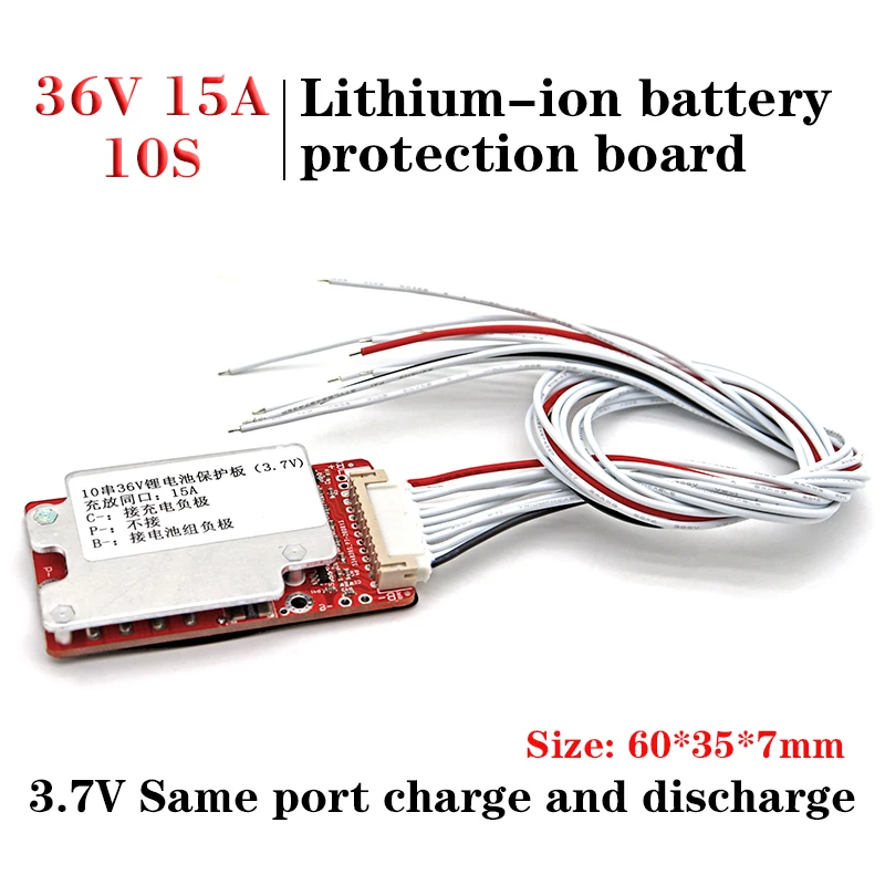 

10S 36V 15A Lithium battery BMS 3.7V ebike Same port PCM for 10Series 36V 10Ah 15Ah li-ion battery pack balance Protective board