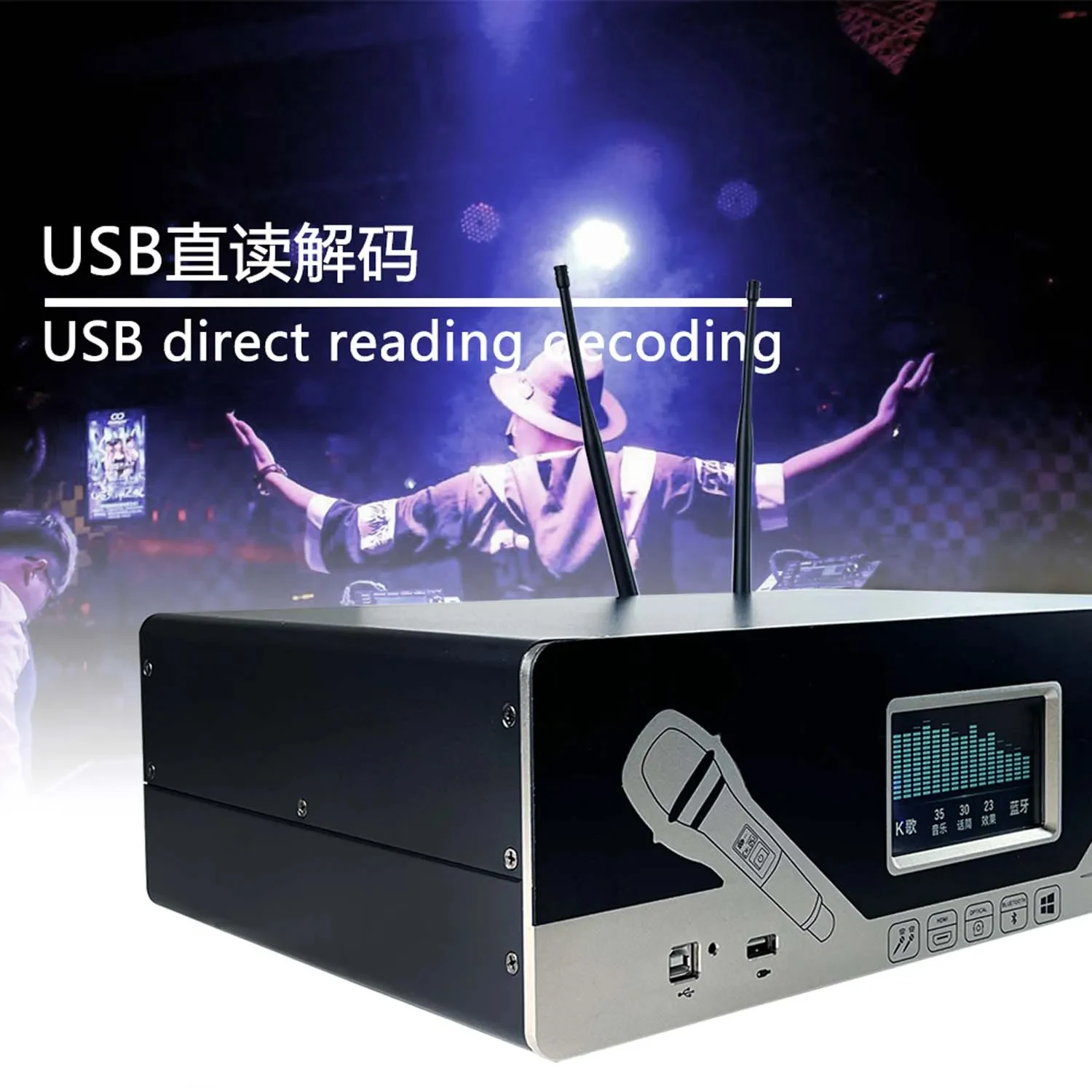 

GAW-K8 Professional wireless Microphone Power Amplifier Effector 3 In 1 for Karaoke Stage Performance High Quality