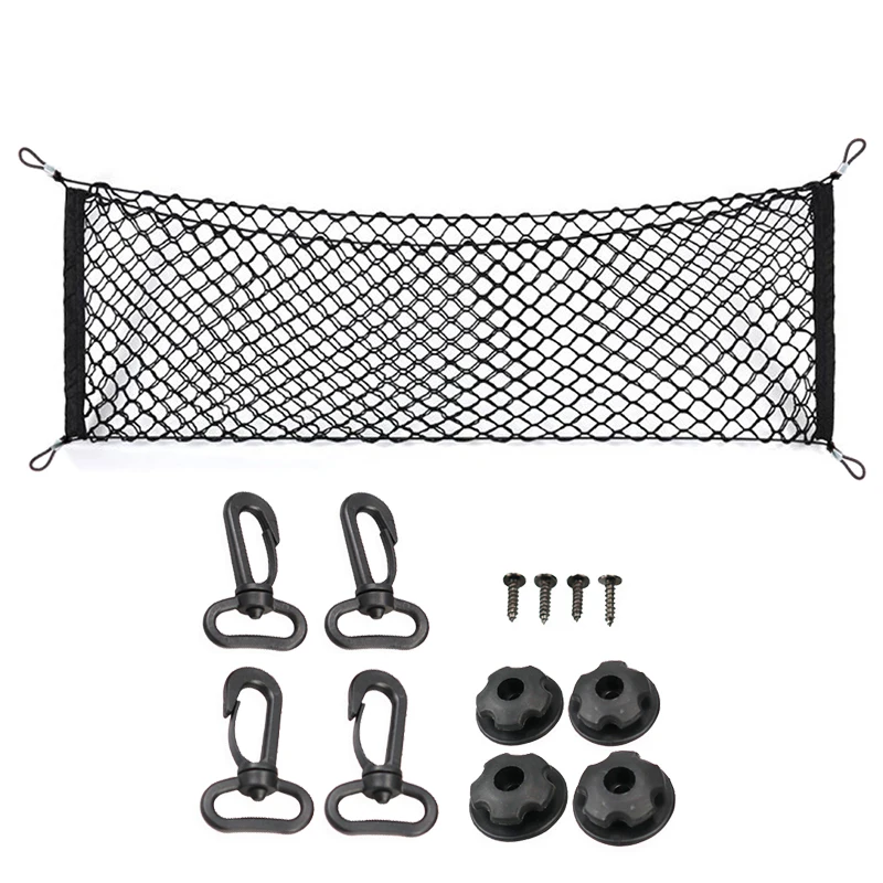 Elastic Nylon Mesh para carro Bota Trunk, Organizador de armazenamento, Bagagem Net, Mesh Holder, traseira Voltar Carga Acessórios, 4 Tamanhos