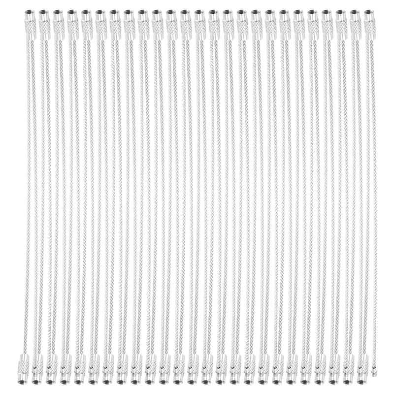 T61C_Stainless Steel 20cm Wire Keychain Cable Key Ring (50pcs)