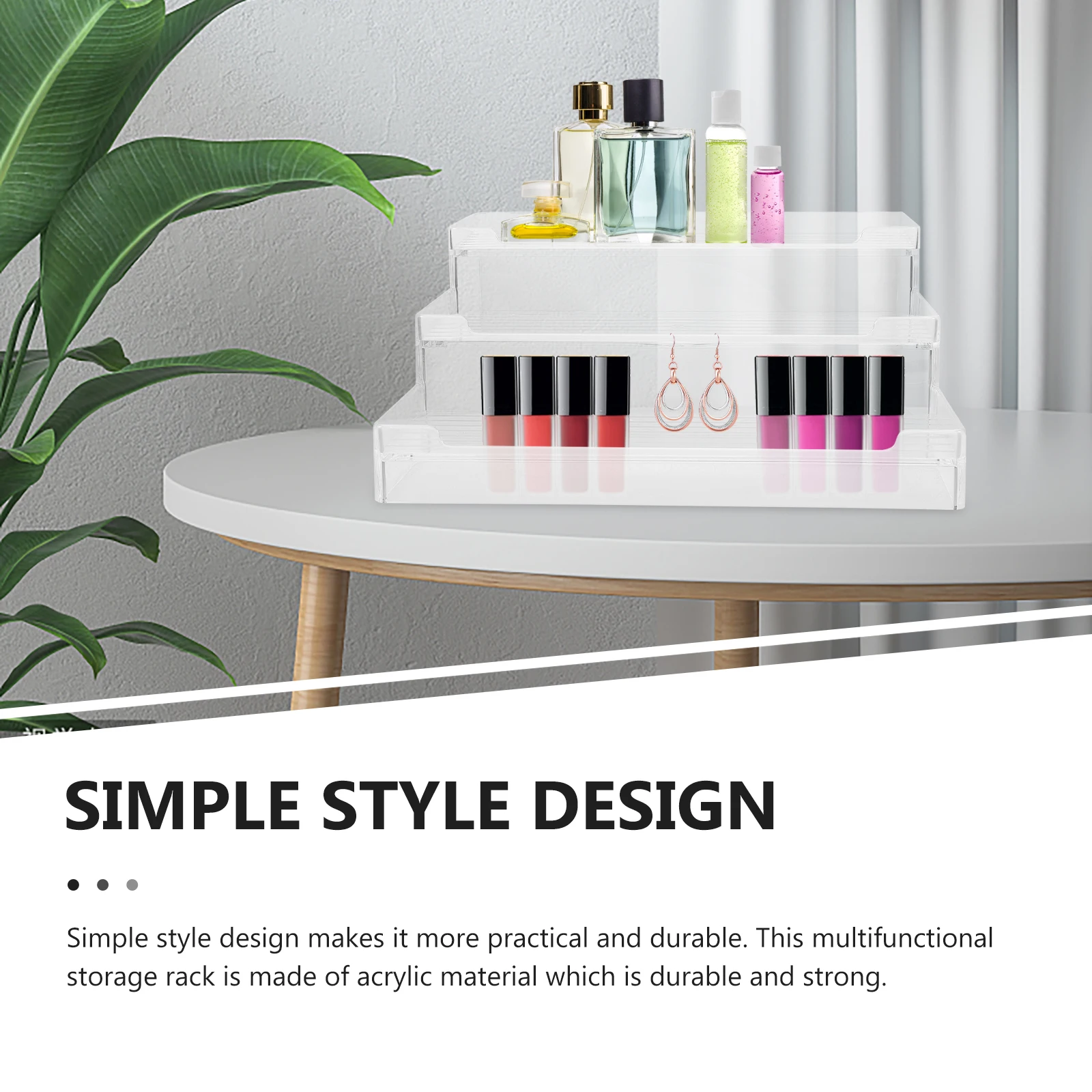 

1pcs 3-Tier Acrylic Desk Rack Transparent Desktop Organizer Shelf Spice Bottle Holder Multi-Layer Kitchen Tray Sundries Storage