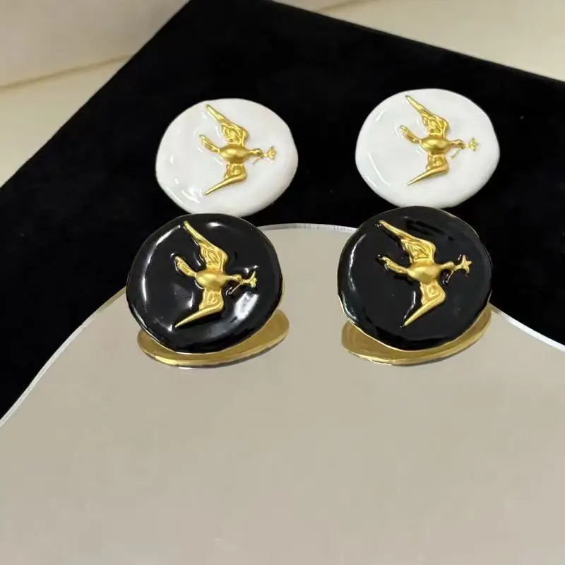 Pendientes de Metal Vintage Franceses para Mujer, Sensación de Alta Gama, con Diseño de Paloma de la Paz Blanca, Joyería Simple y Redonda para la Oreja, Accesorio Diario