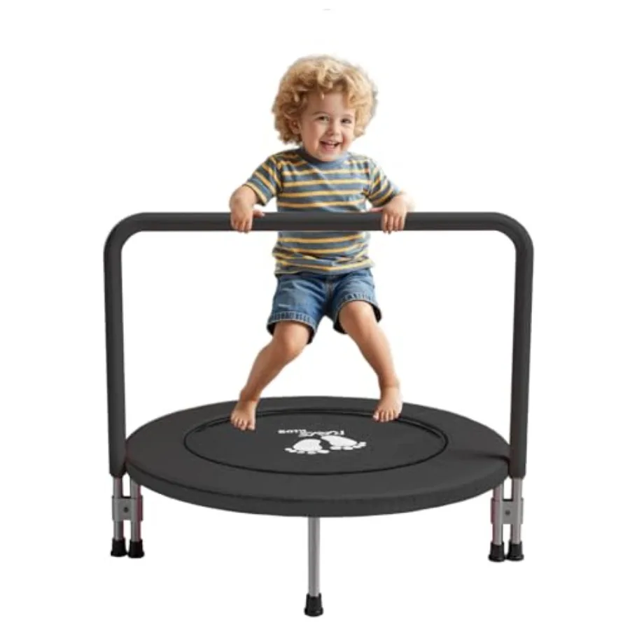 

36 Toddler Trampoline for Ages 1-6 with Thick Safety Pad Adjustable Foam Handle Easy Assembly Foldable Mini Rebounder Baby Tram
