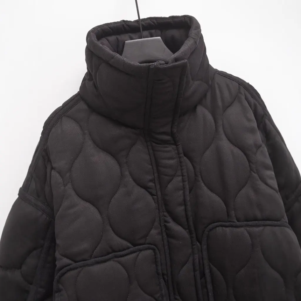 

Winter New Women's Loose Collar Long-Sleeved Cotton-Padded Coat Casual Black Jacket Cardigan All-Match Fashion Top