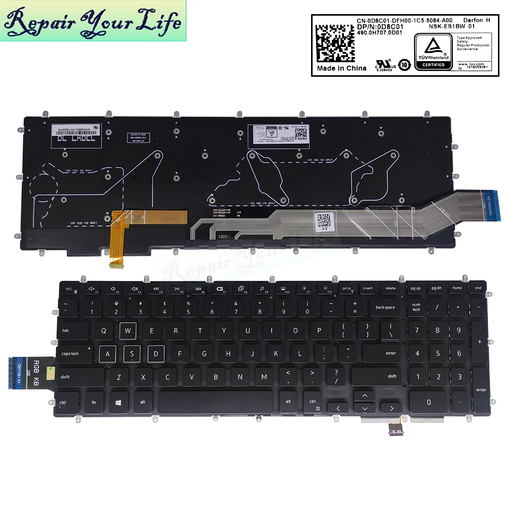Us arabische rgb hintergrund beleuchtete Tastatur für Dell G5 5590 5500 G5 Se 5505 5587, G3 15 3590 3500 3779 3579 Gaming-Laptop 4-Zonen-Hintergrundbeleuchtung
