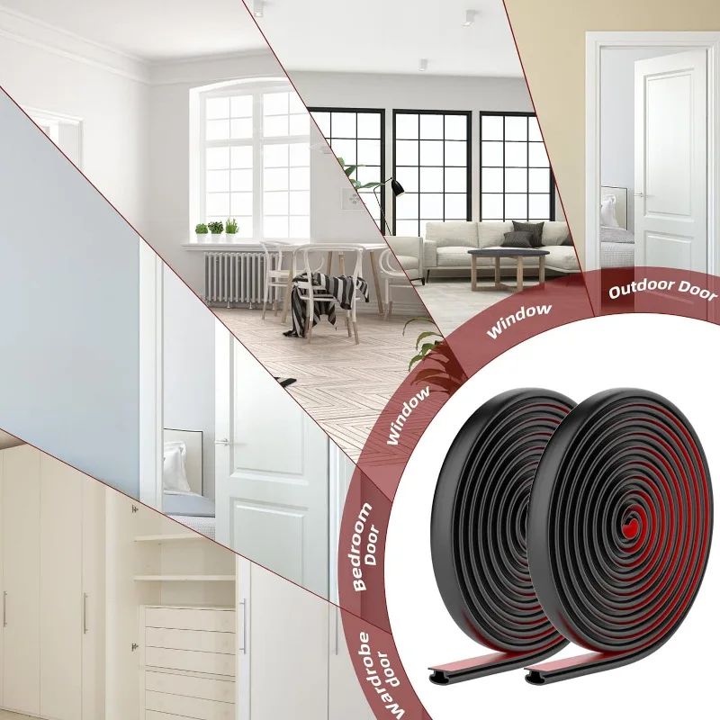 6M Silicone Rubber Sealing Strip Self Adhesive Doors Window Soundproofing Weather Stripping Gap Blocker I Type Insulation Tape