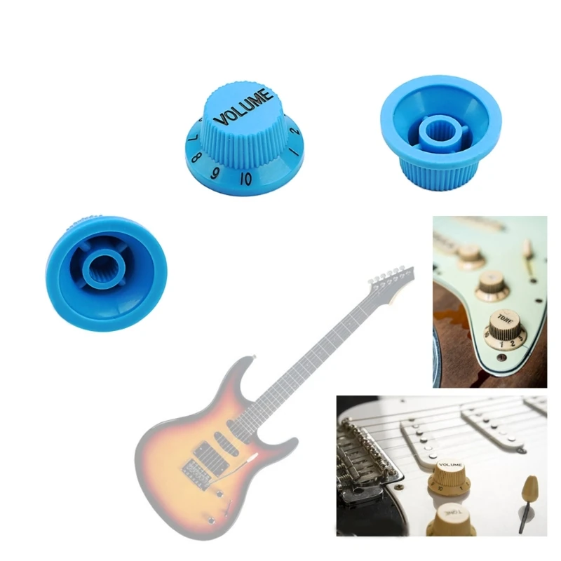 3pcs Plastic Volumes Tone Control Knobs Electric Guitar Knobs Clear Bells Knobs Instrument Accessory Easy to Use 69HD